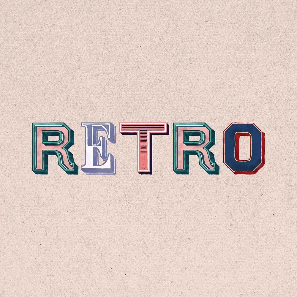 Retro word vintage 3d typography