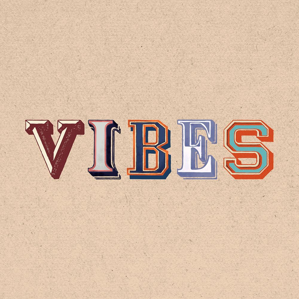 Vibes word western vintage typography