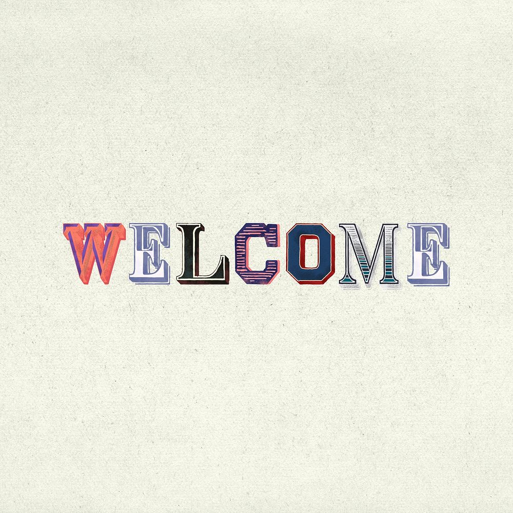 3D word welcome vintage typography