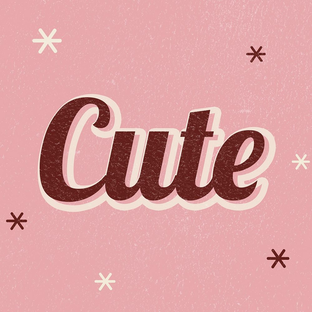 Cute retro word typography on pink background