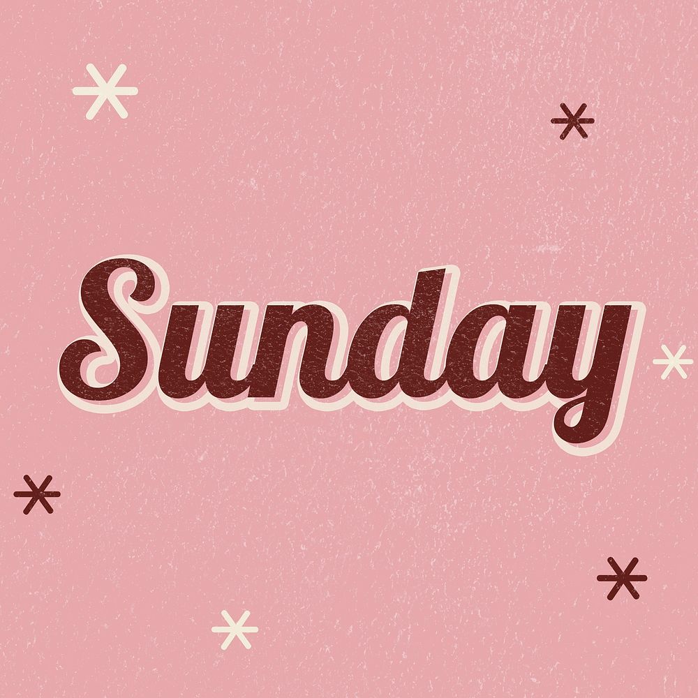 Sunday retro word typography on a pink background