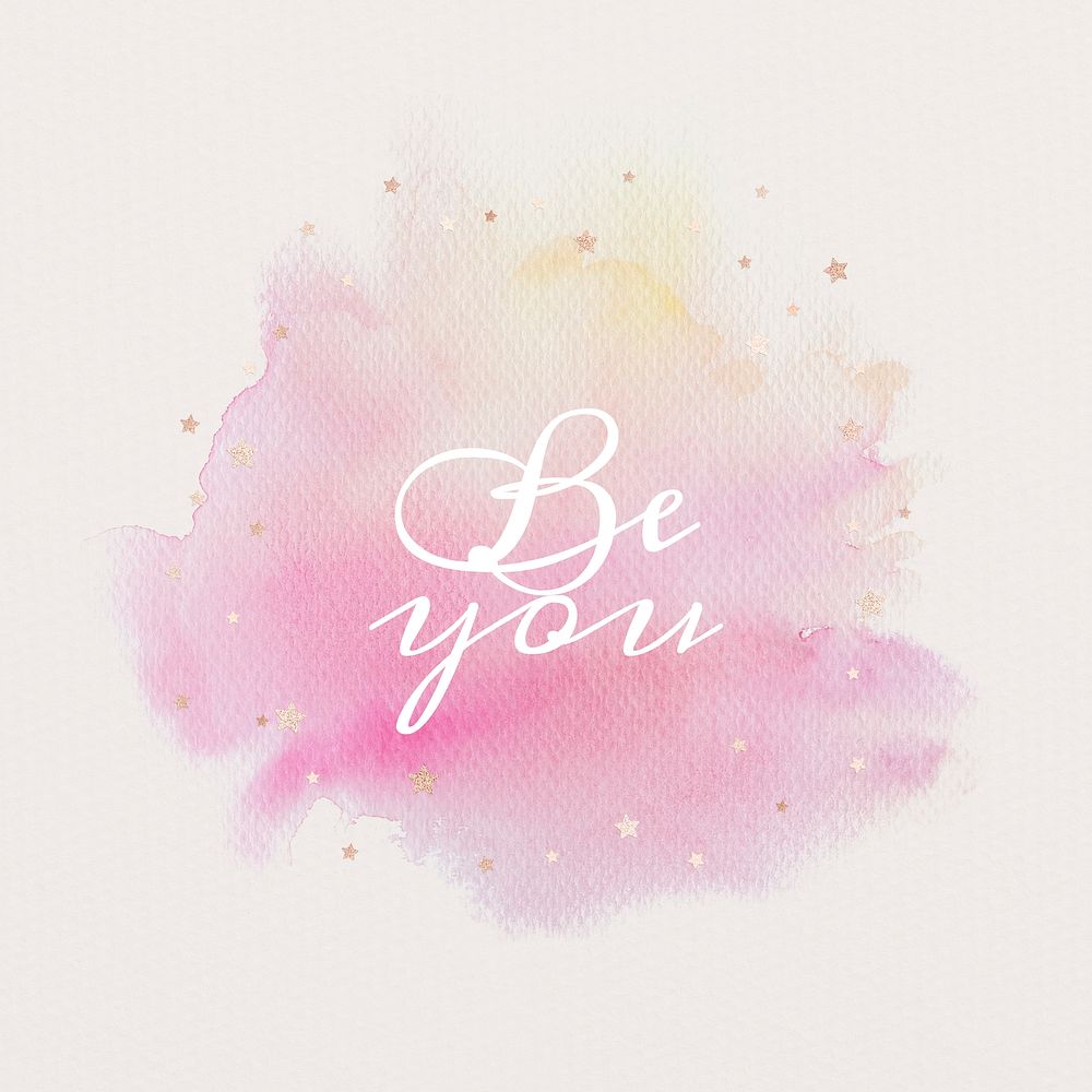 Be you calligraphy on gradient pink watercolor