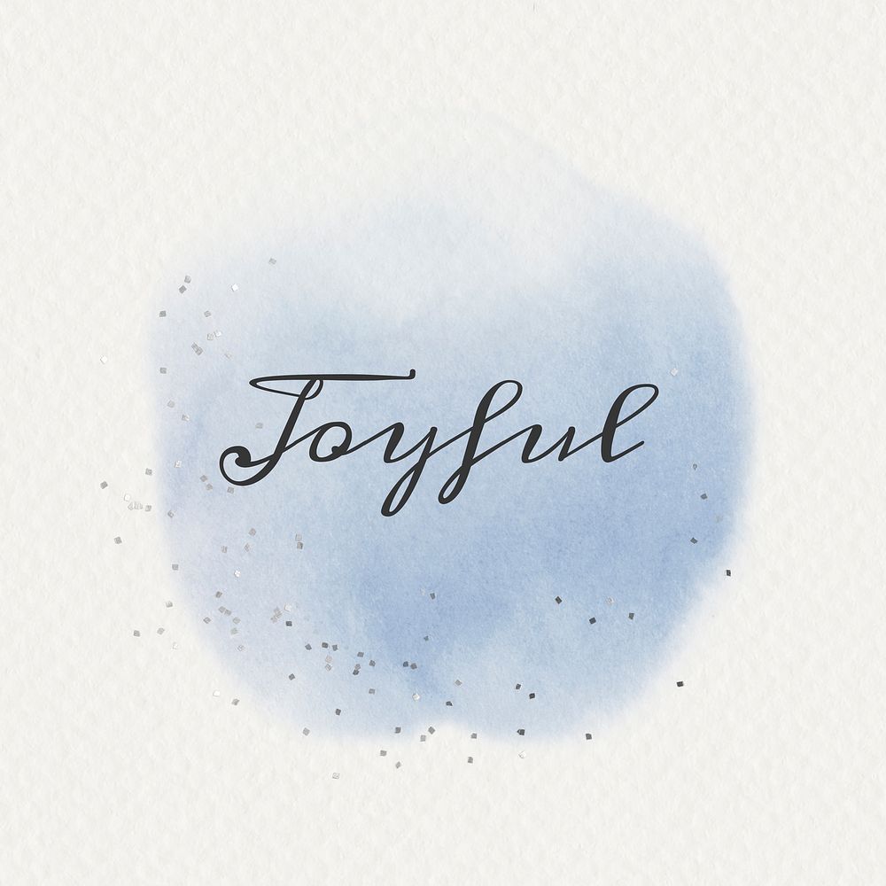 Joyful calligraphy on pastel blue