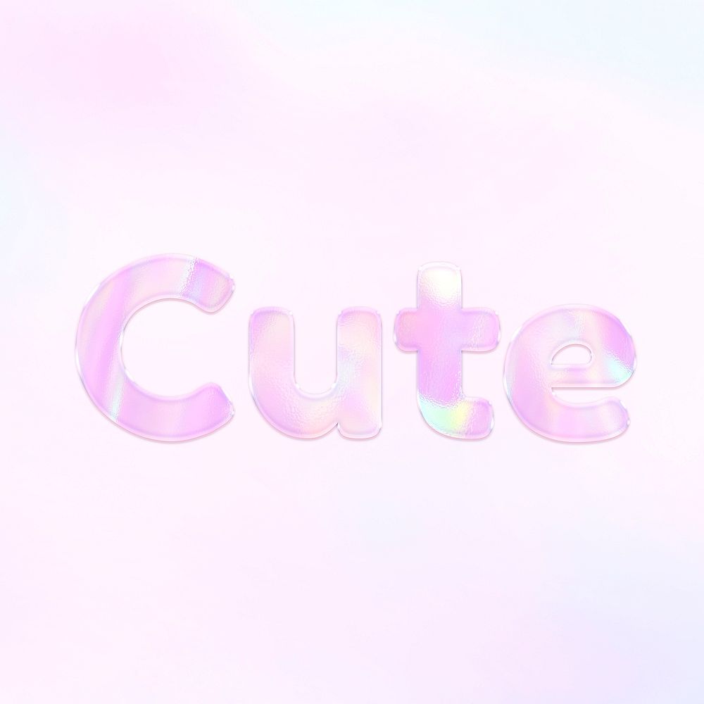 Cute word art pink holographic effect pastel gradient