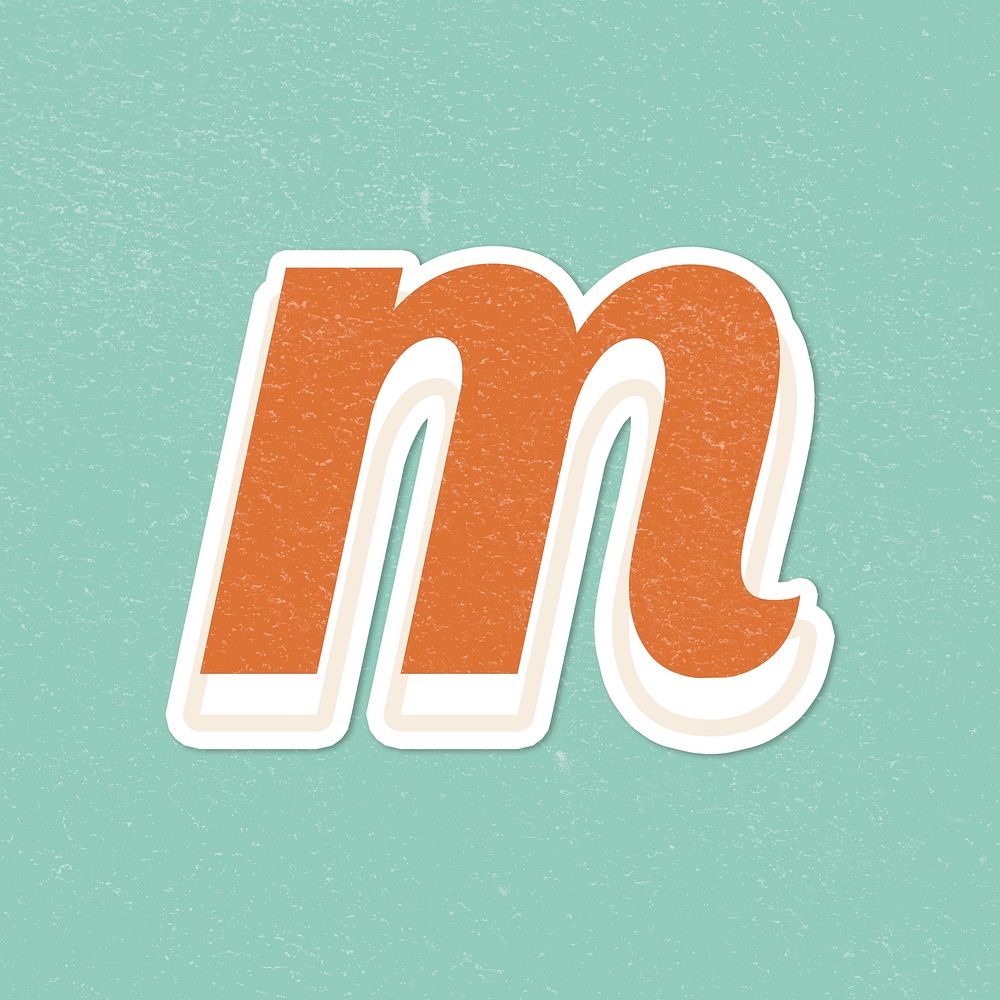 M letter vintage font lettering alphabet sticker