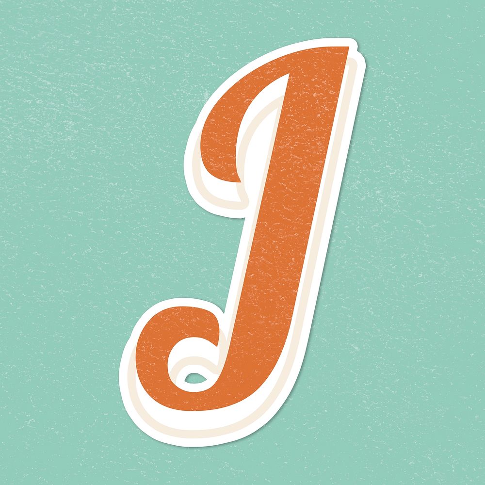 Letter J vintge handwriting font lettering sticker