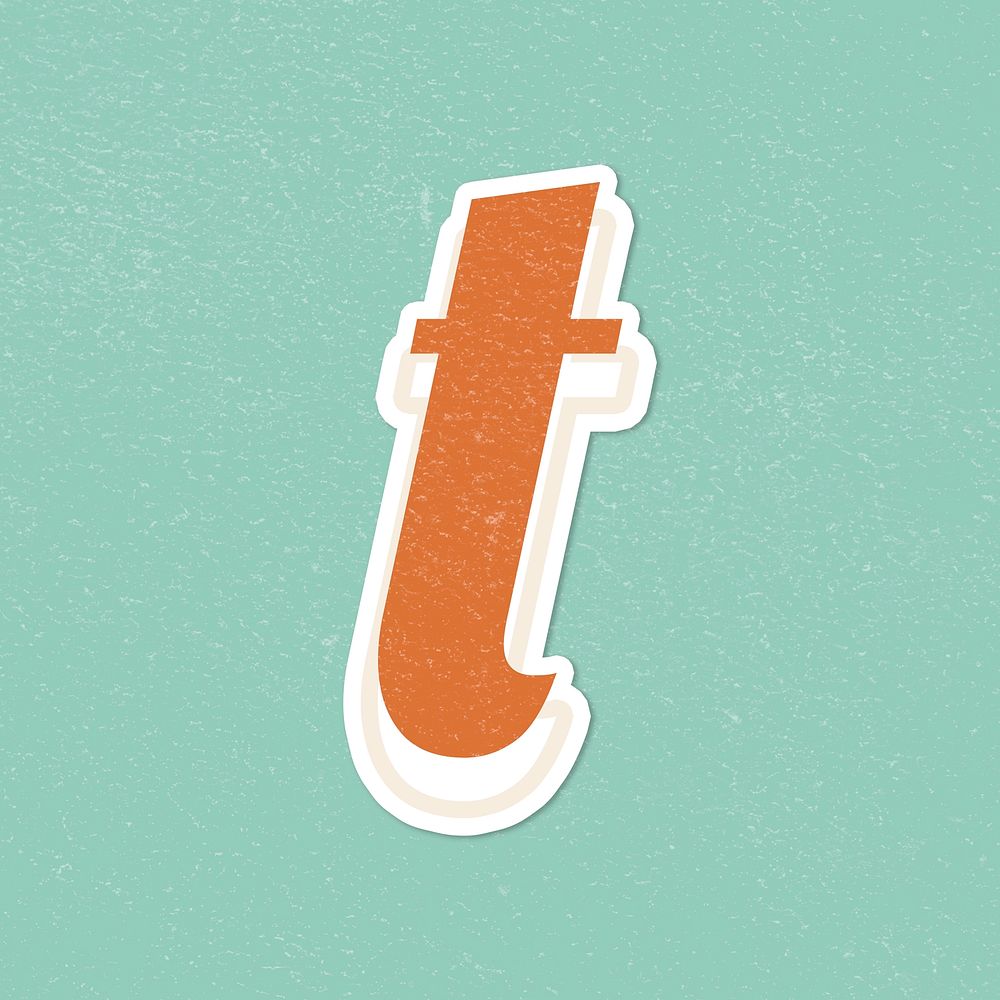Retro letter T bold typography lettering sticker