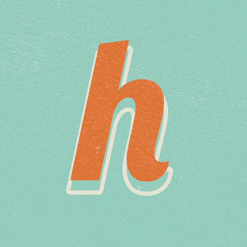 Letter H retro bold font typography and lettering