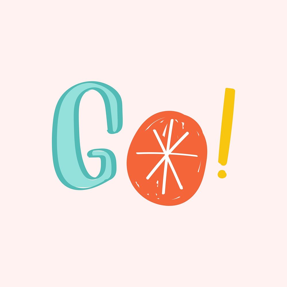 Go! word vector doodle font typography