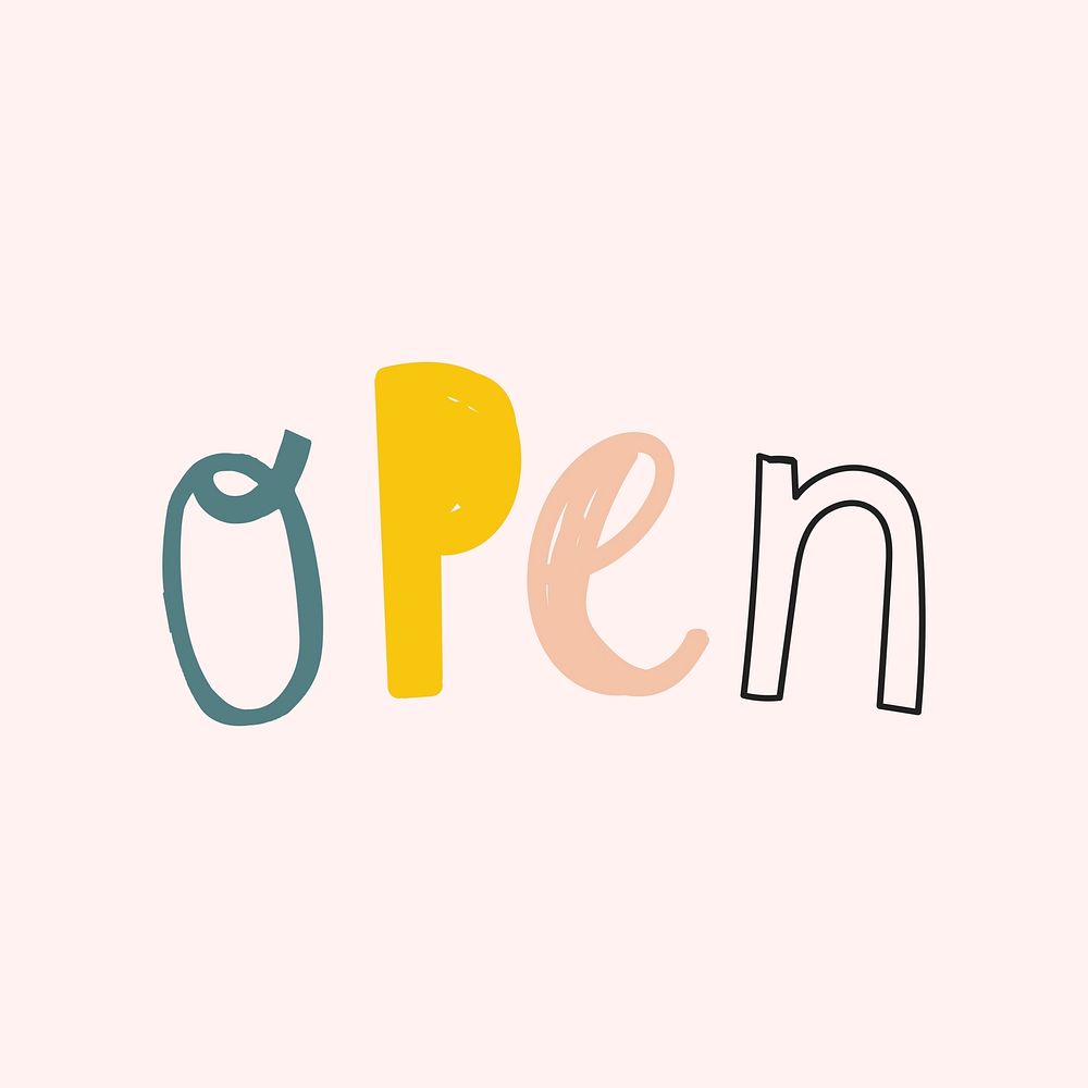 Open doodle typography vector for kids