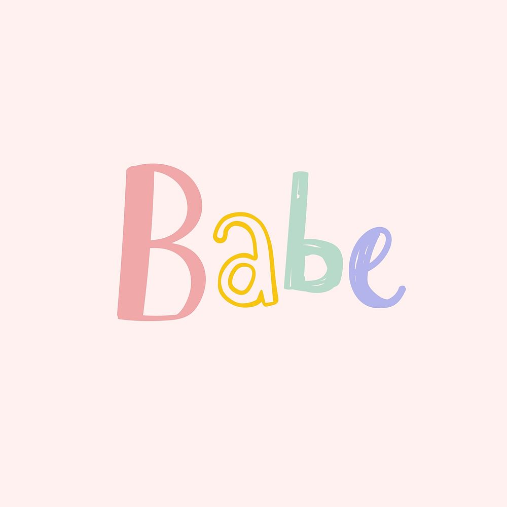 Babe word cute doodle font