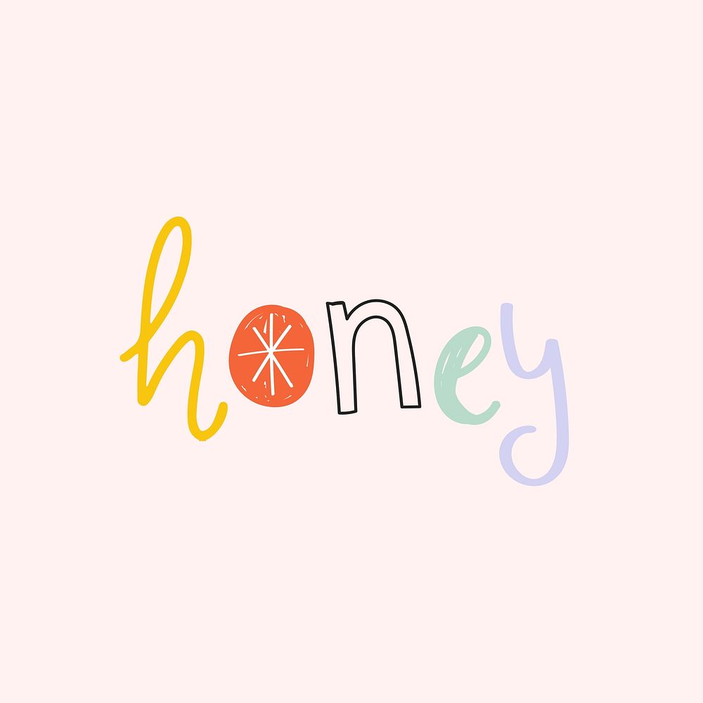 Honey typography vector doodle text