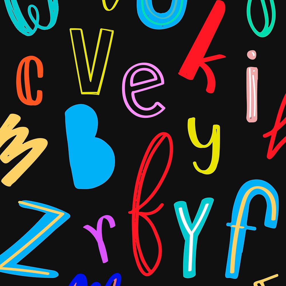 Colorful doodle font patterned background vector