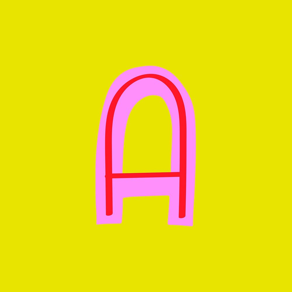 Vector letter A doodle typography