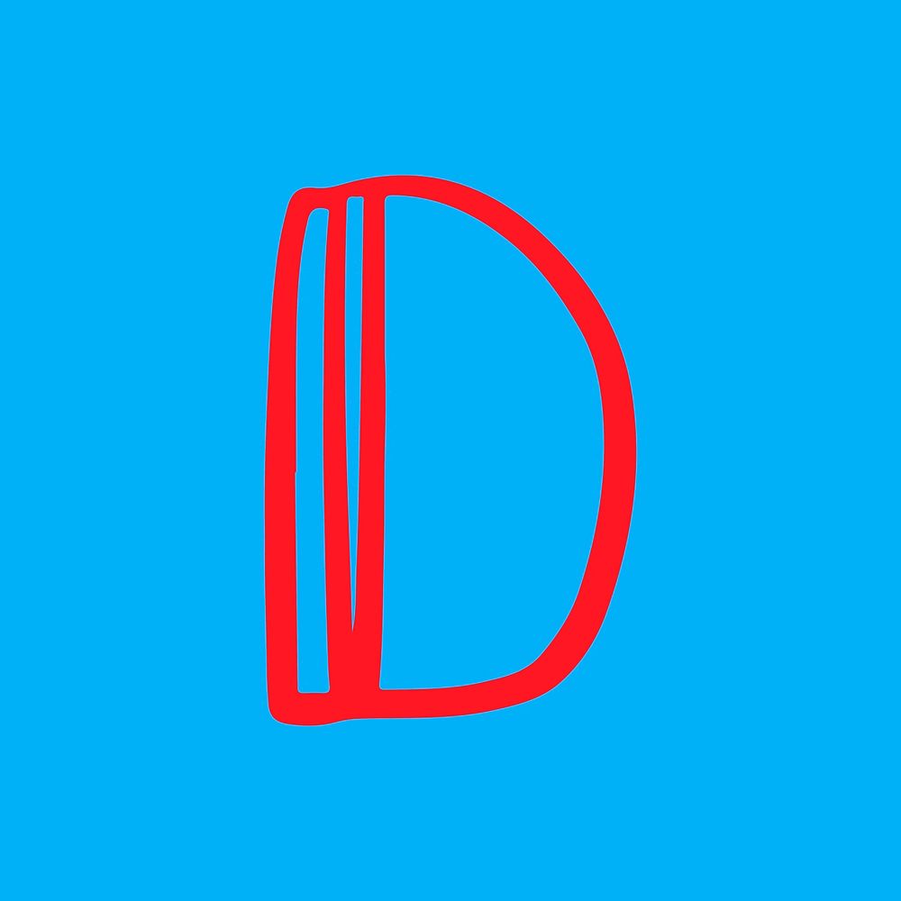 Vector letter D hand drawn typography