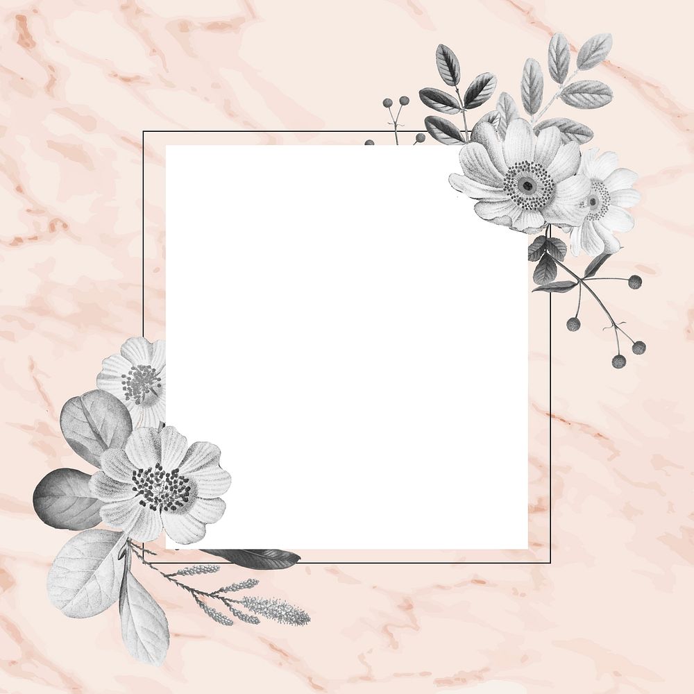 Floral frame vector hand drawn vintage illustration