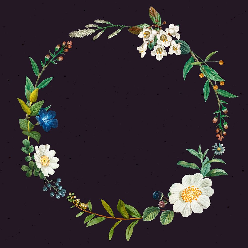 Floral wreath vector with design space
