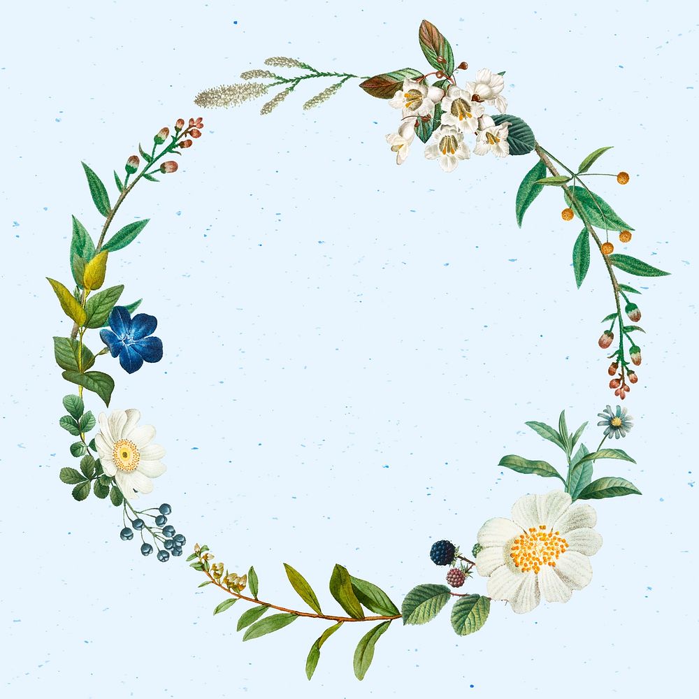 Floral wreath vector on summer floral pattern