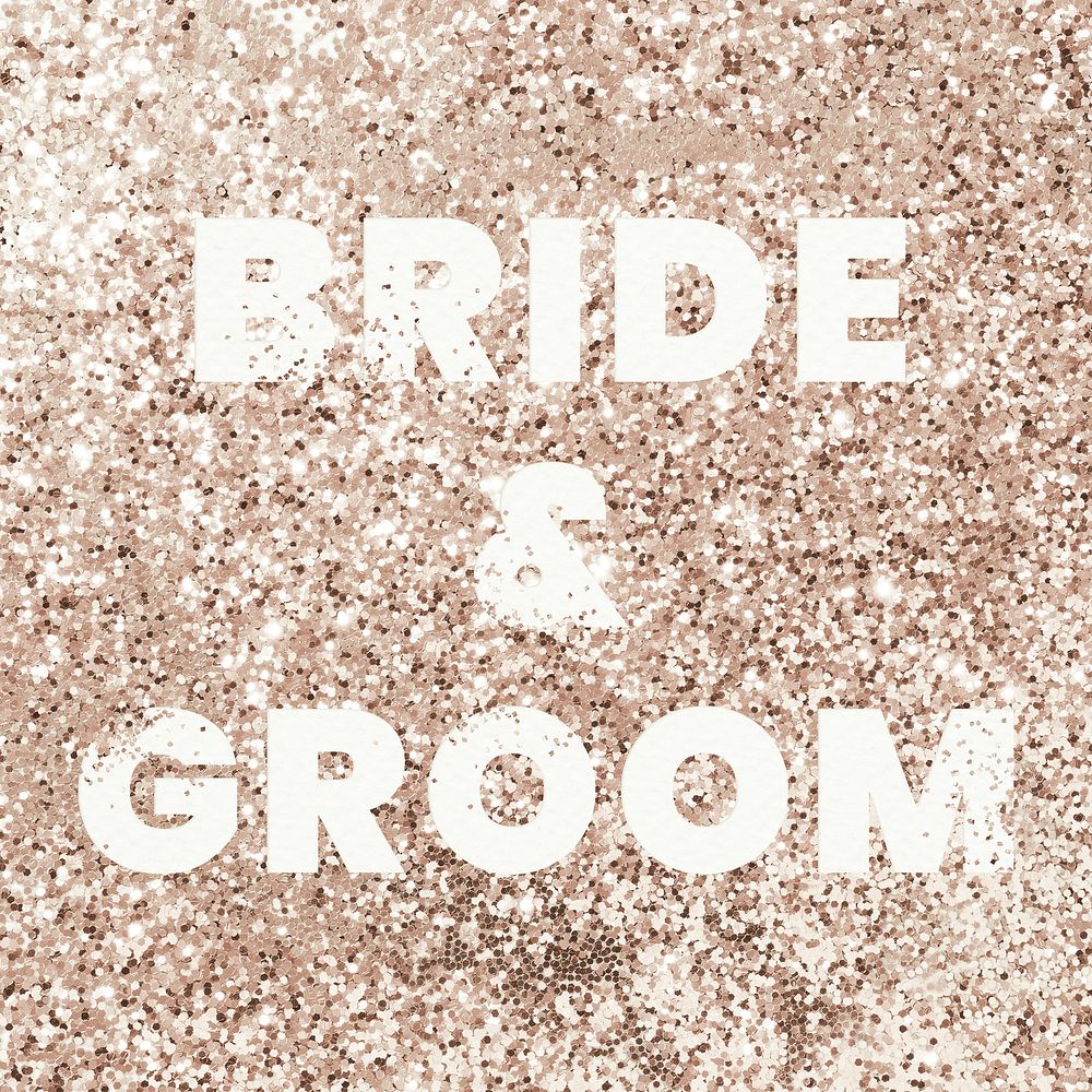 Bride & groom glittery message typography