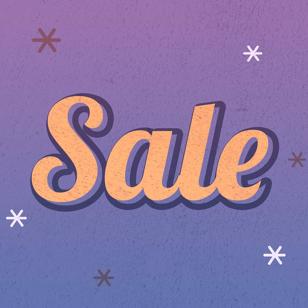 Sale text dreamy vintage star typography