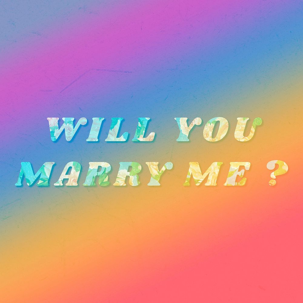 Will you marry me? typography bold floral font