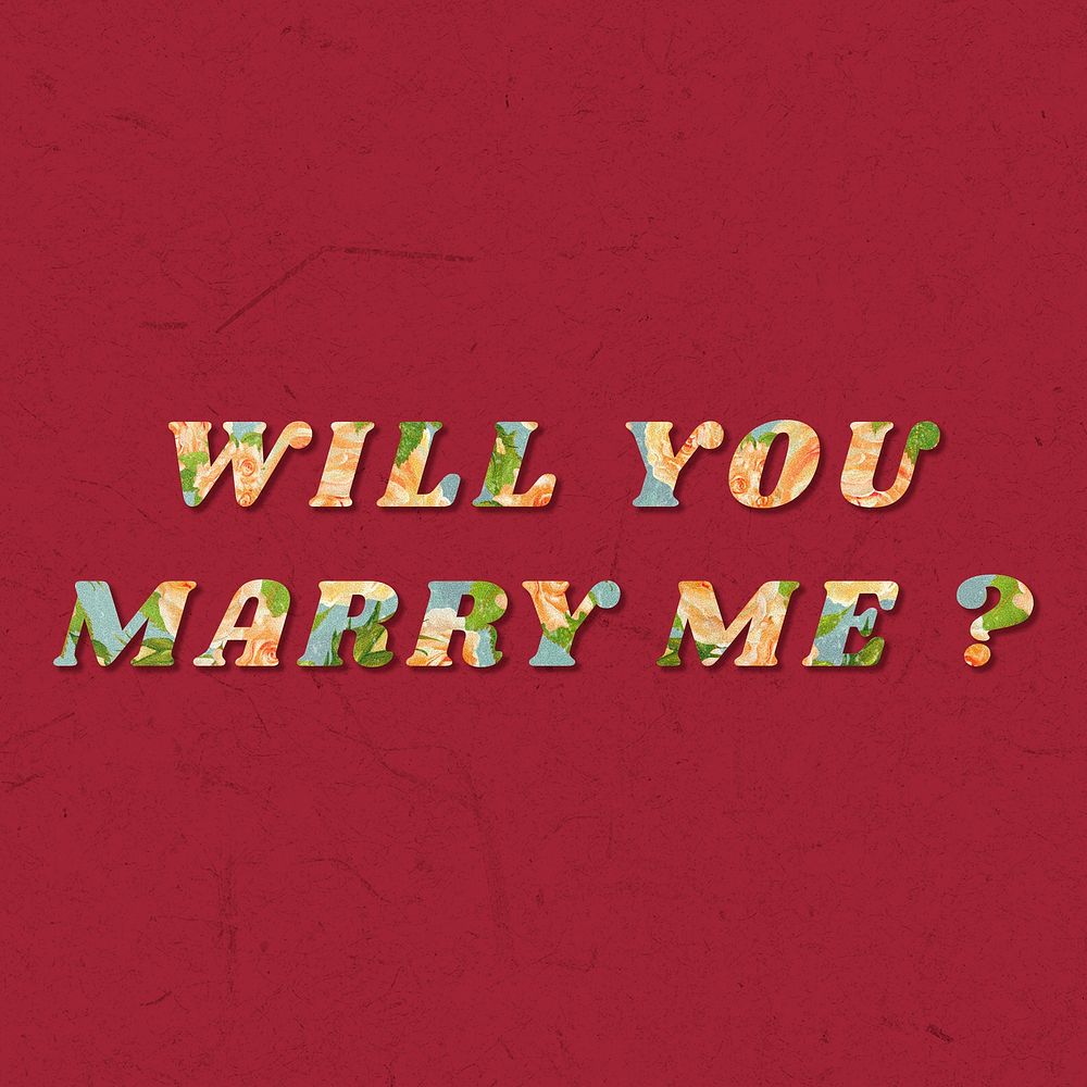 Will you marry me? retro floral pattern typography