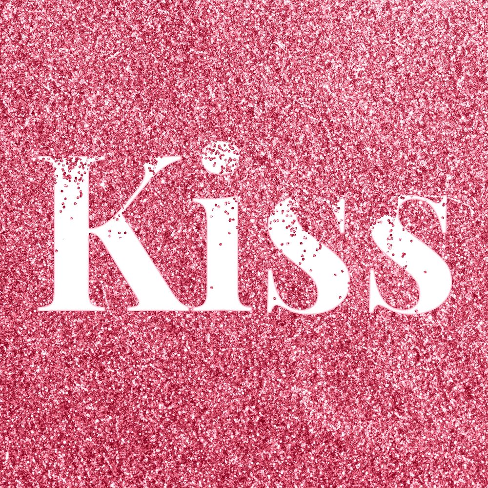 Rose glitter kiss lettering typography festive effect