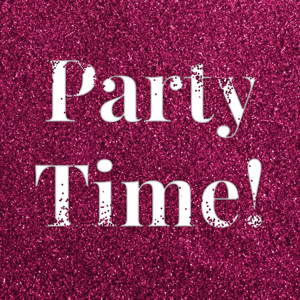 Party time! ruby glitter word typography