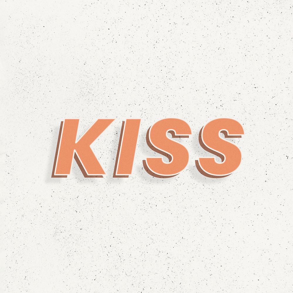 Bold text kiss word retro font lettering