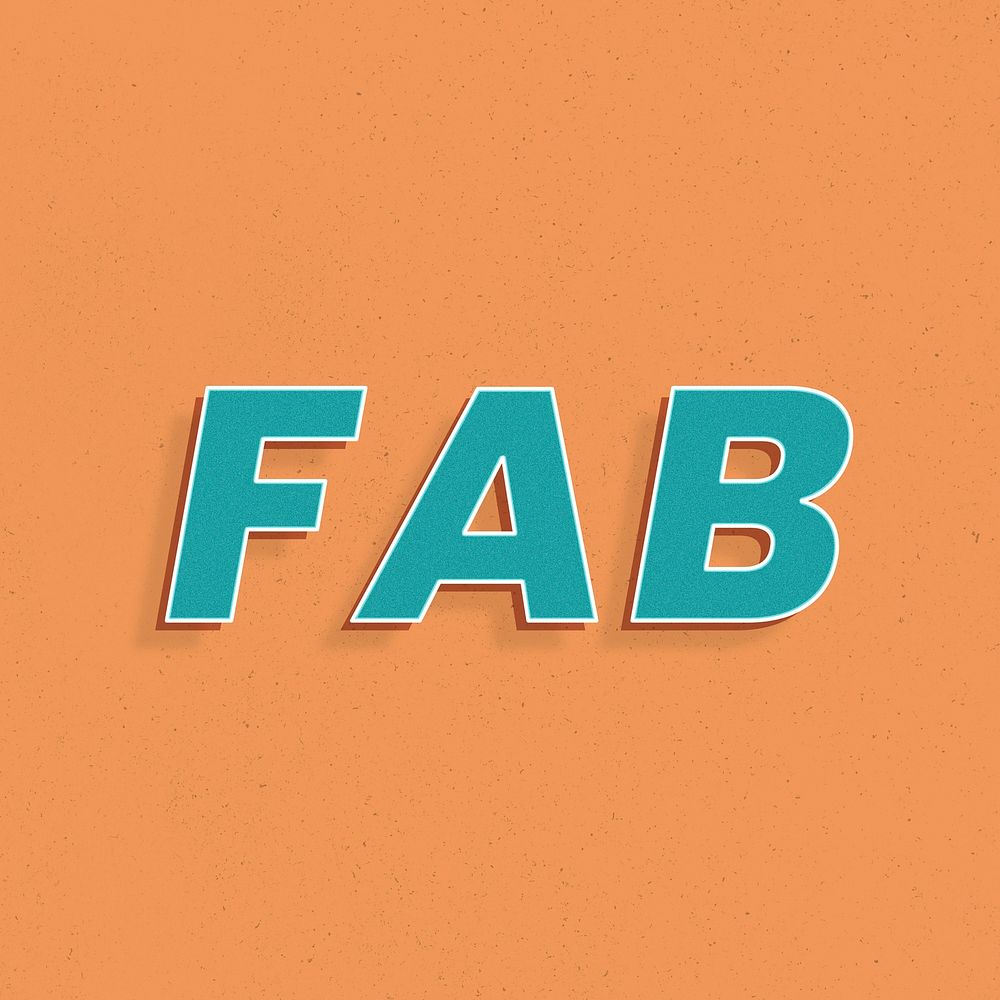 Fab word 3d italic font retro lettering