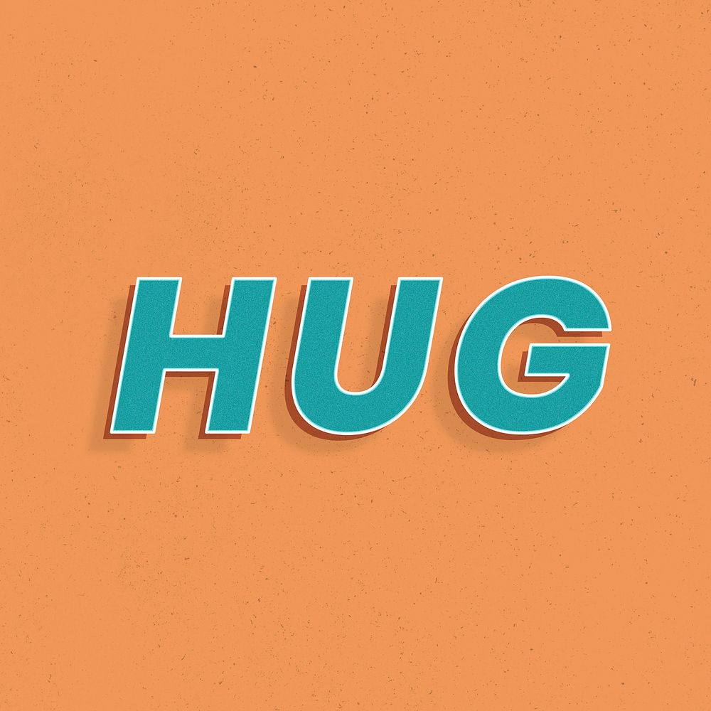 Hug! text retro 3d effect typography lettering
