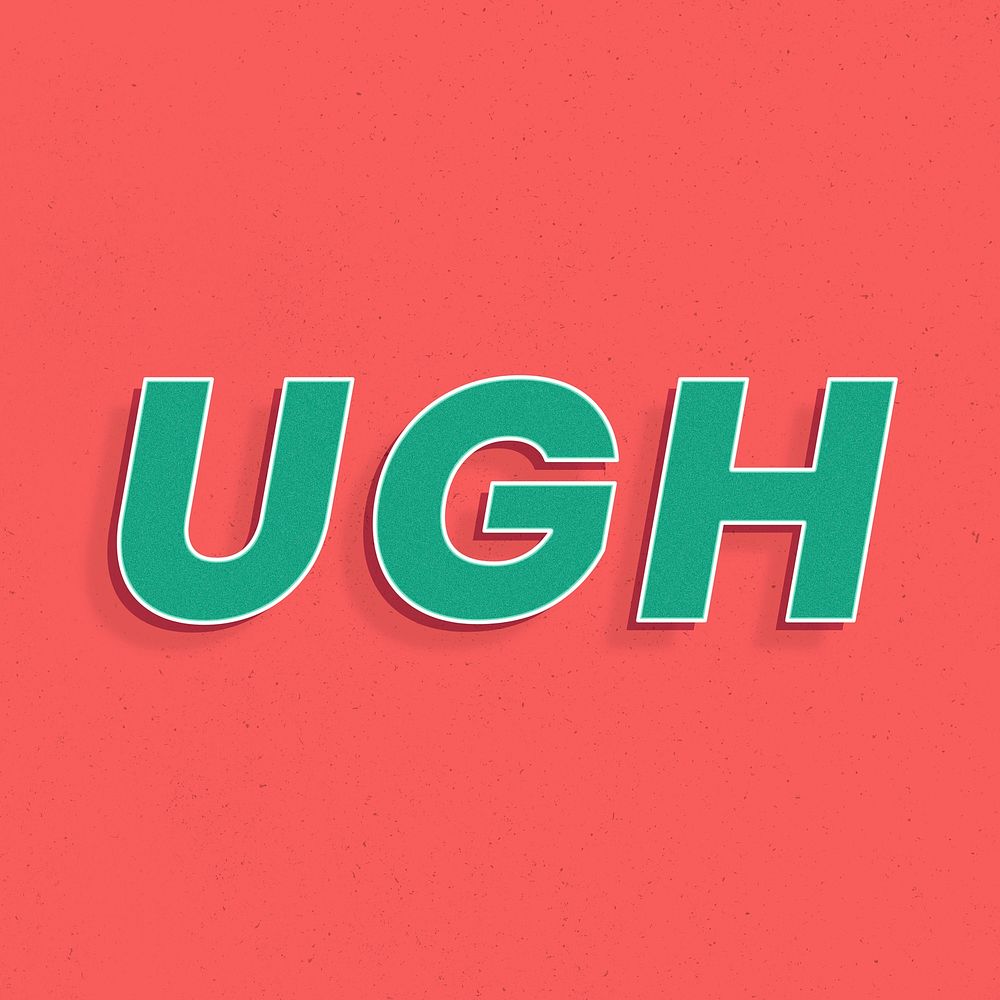 Ugh text retro 3d effect typography lettering