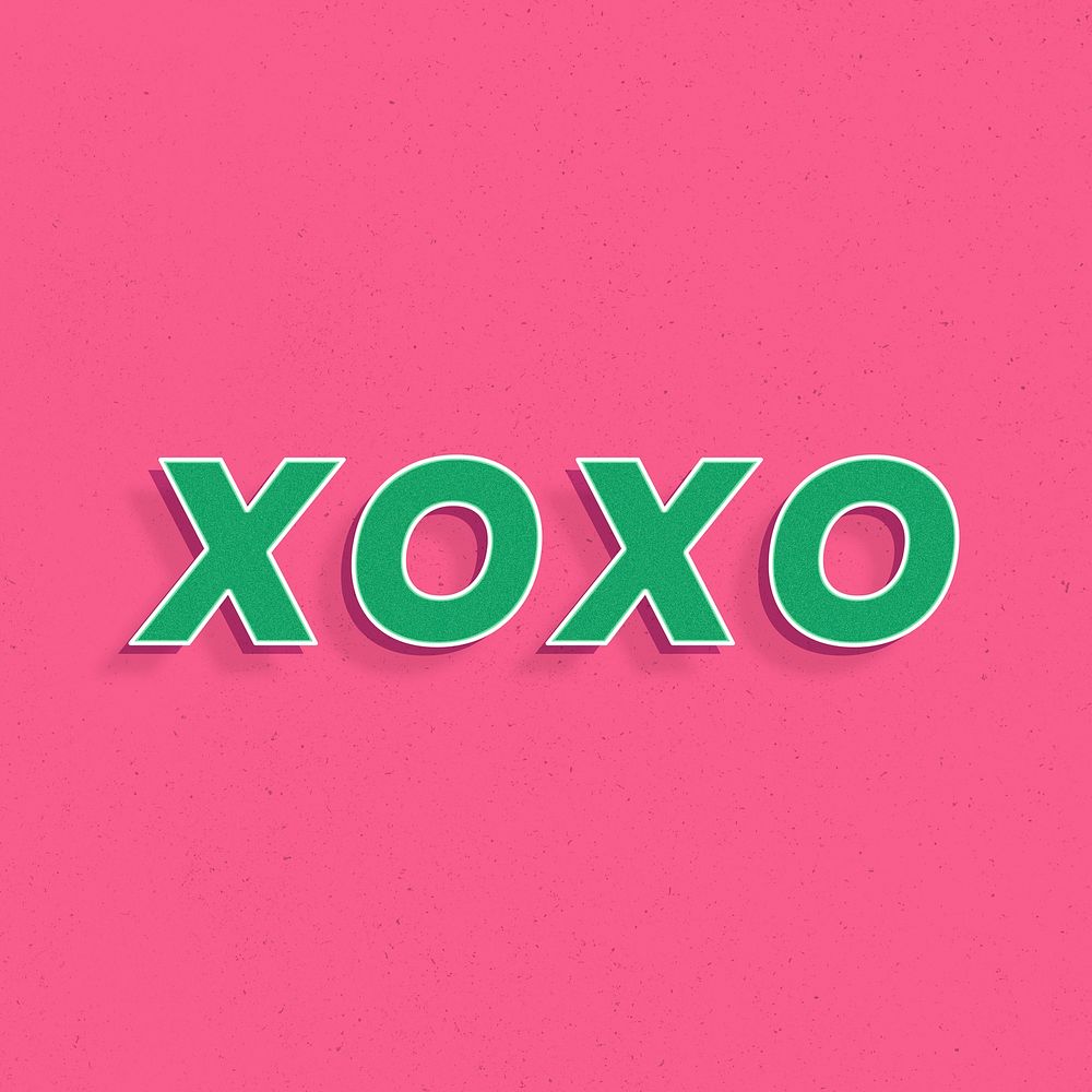 XOXO text italic font shadow typography