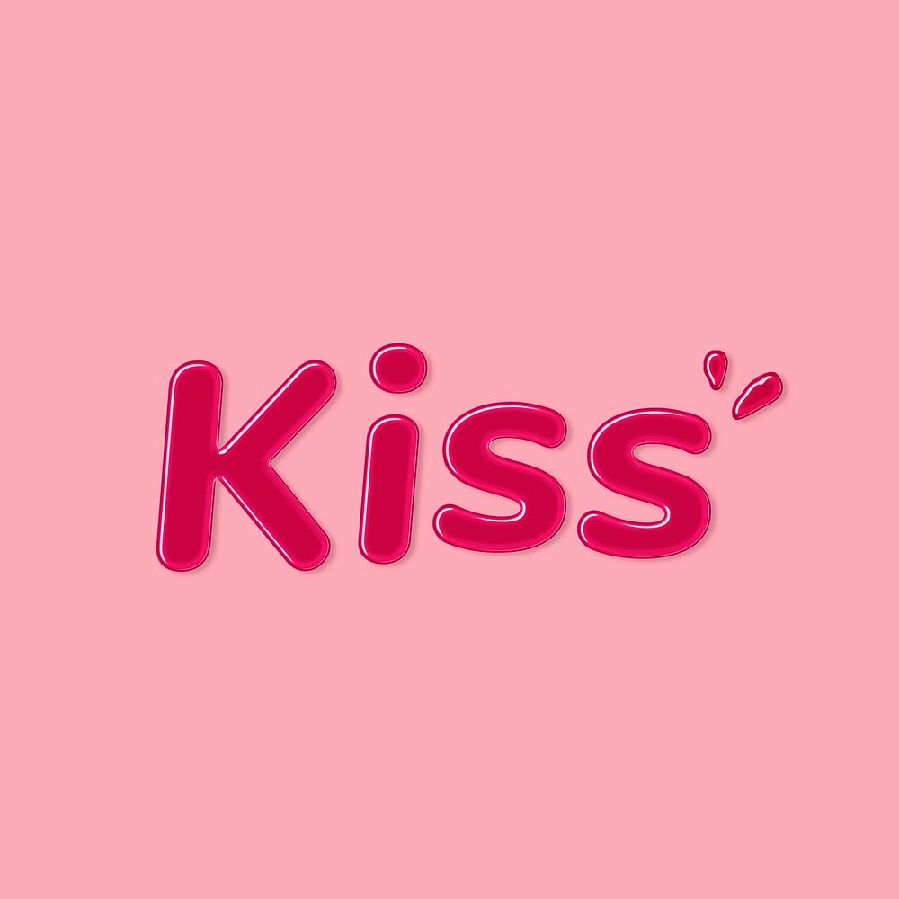 Jelly embossed kiss word typography