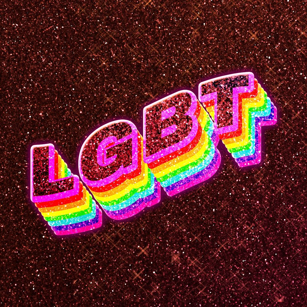 LGBT word 3d effect typeface rainbow lgbt pattern