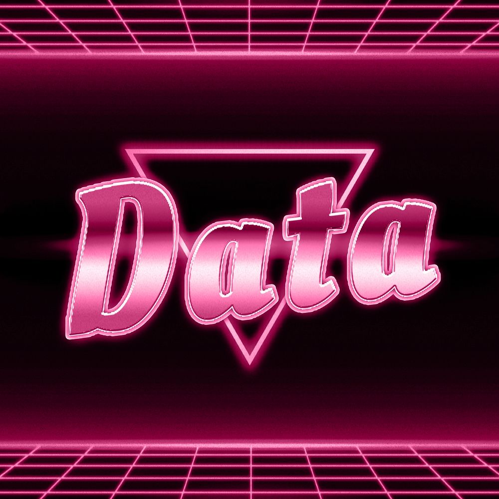 Retro neon pink data word grid typography