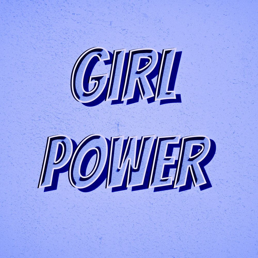 Girl power retro typography illustration 