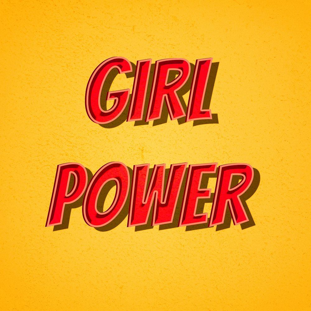 Girl power message retro font style illustration