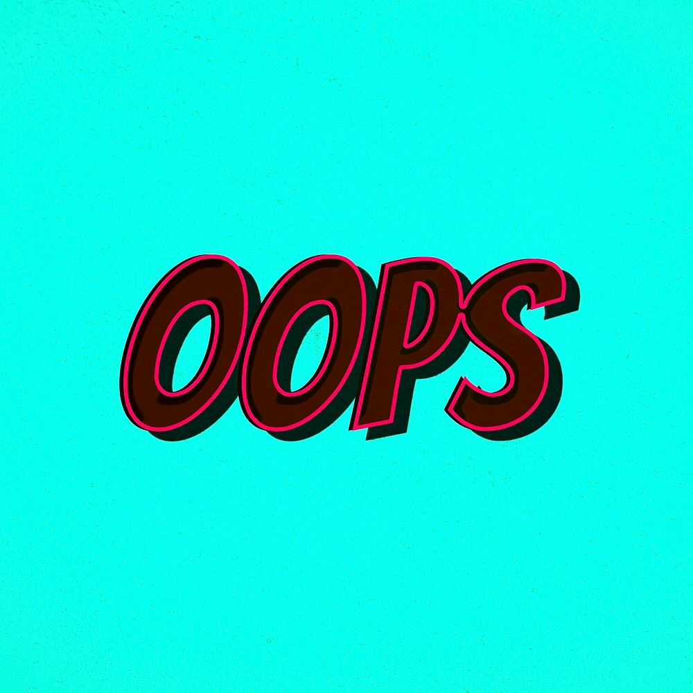 Oops retro style shadow typography illustration 