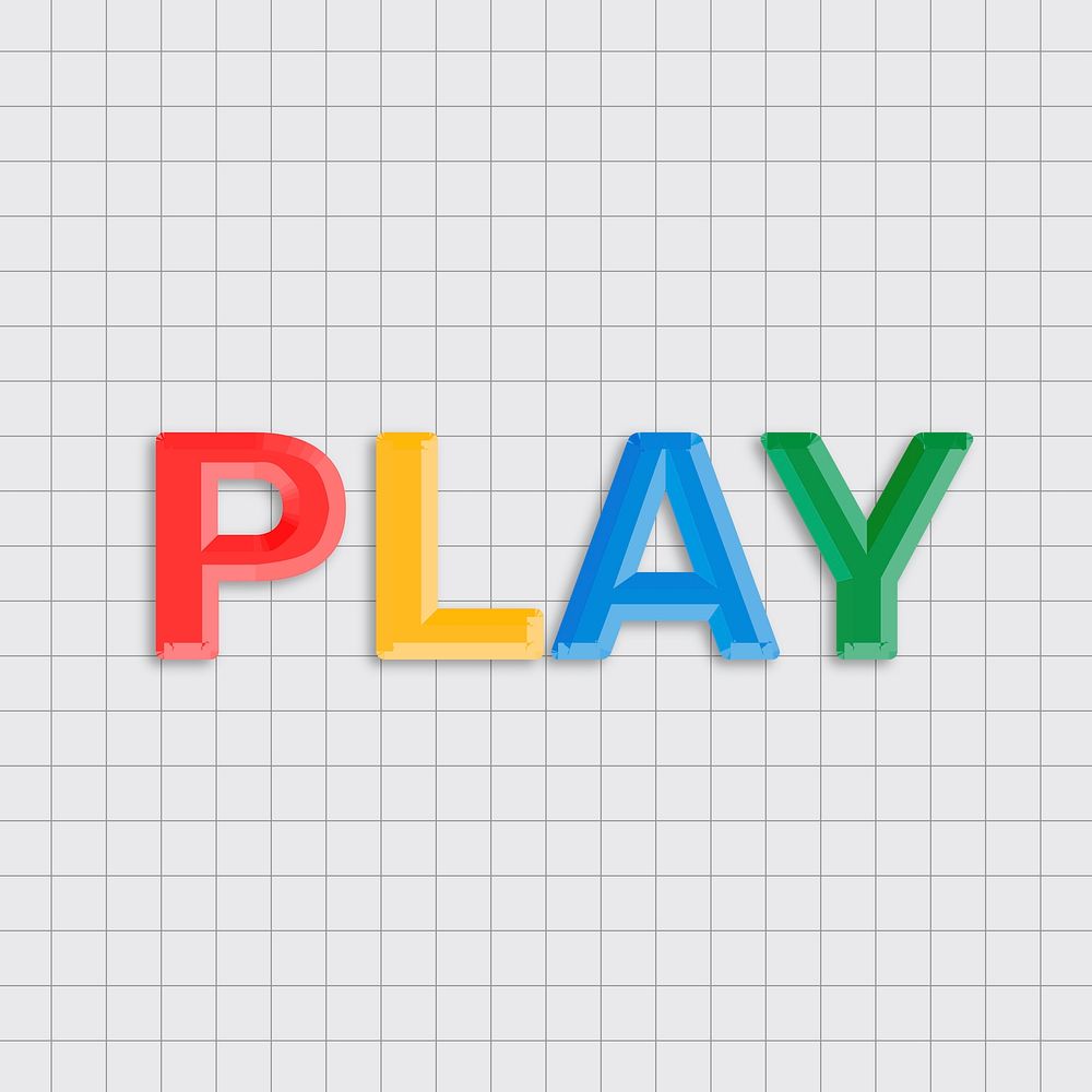 Play text vector bevel font typography 3d effect
