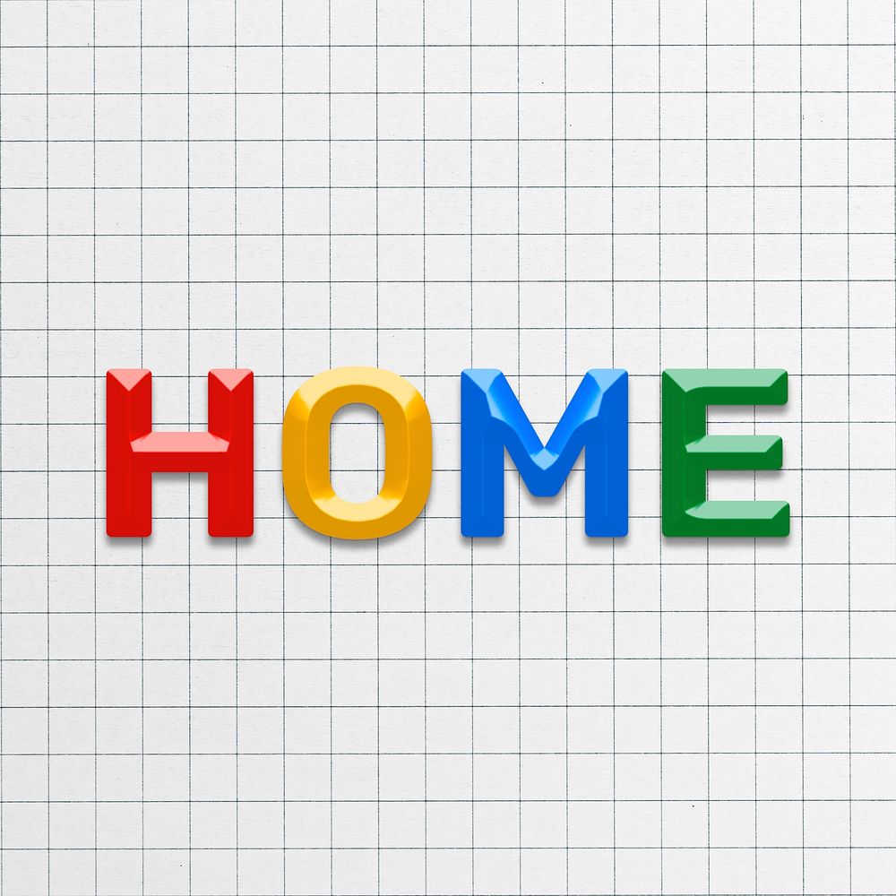 Home text word bevel colorful font lettering
