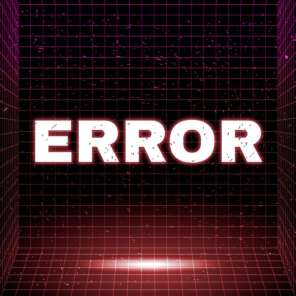 Neon grid error synthewave style word typography