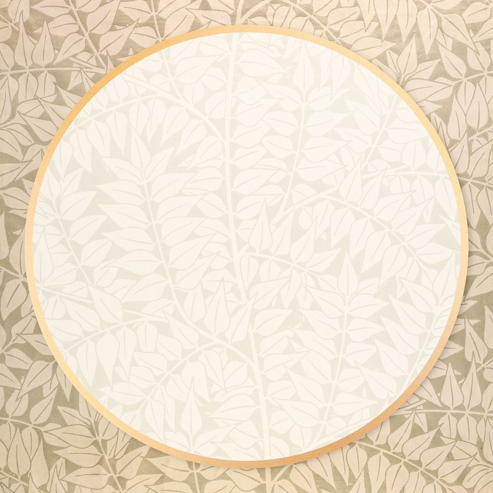 Round floral frame vector William Morris pattern