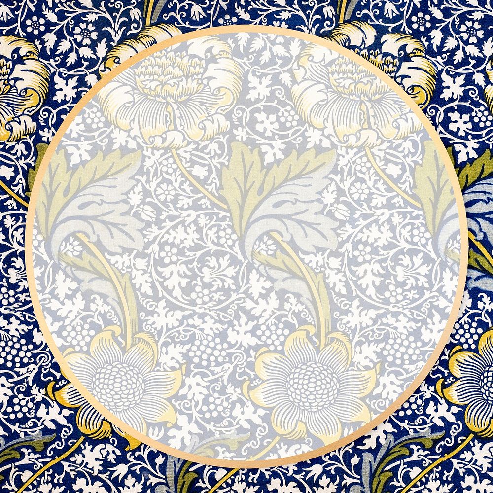 Gold frame vector Boho fabric William Morris pattern