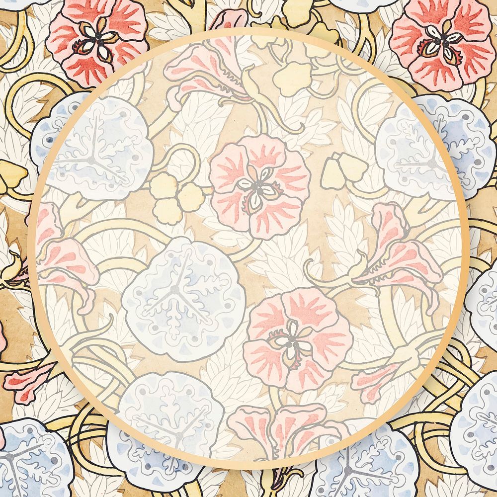 Floral antique pattern vector frame copy space 