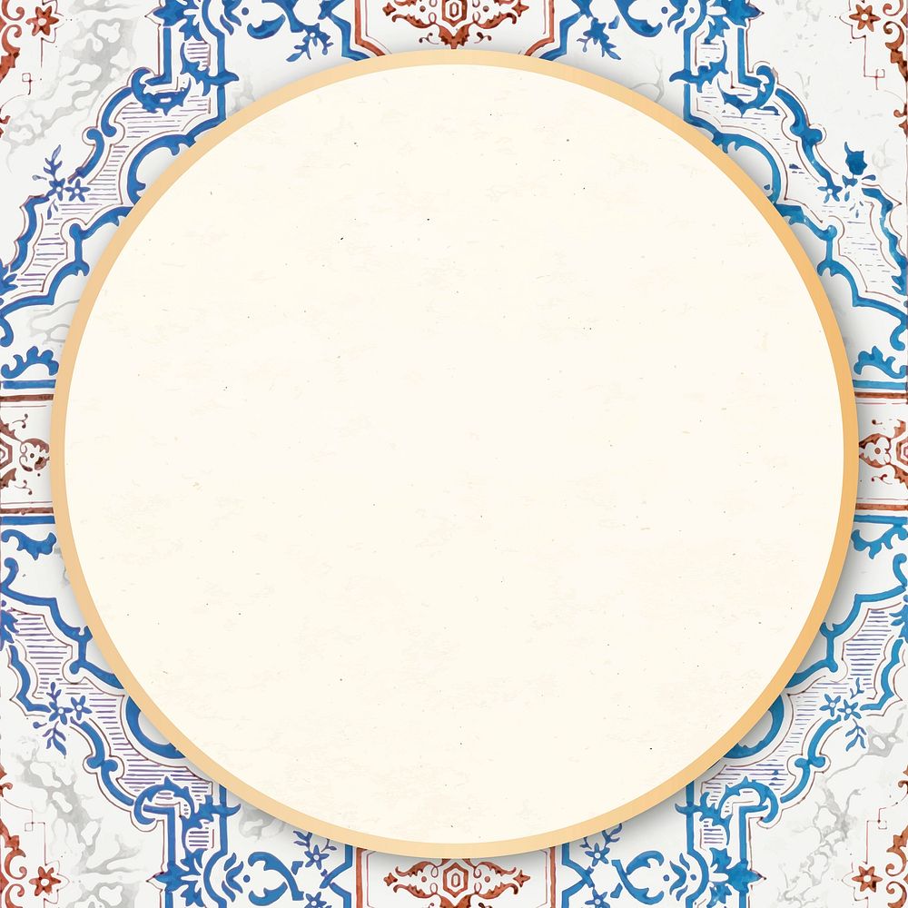 Vintage ornamental frame vector round copy space