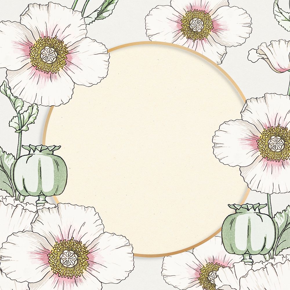 Elegant floral frame vintage drawing