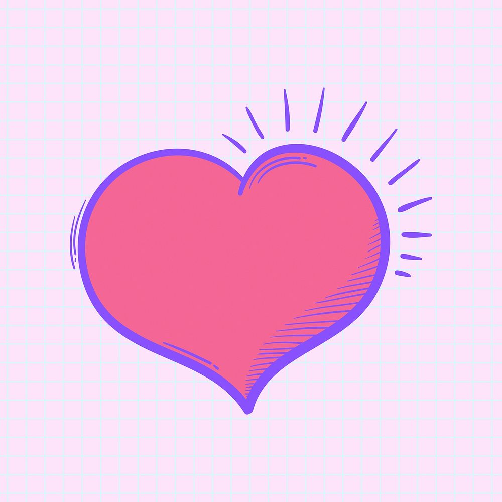 Psd pastel pink heart doodle social media story sticker