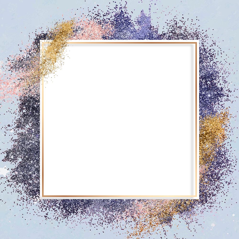Glitter frame vector purple sparkly background