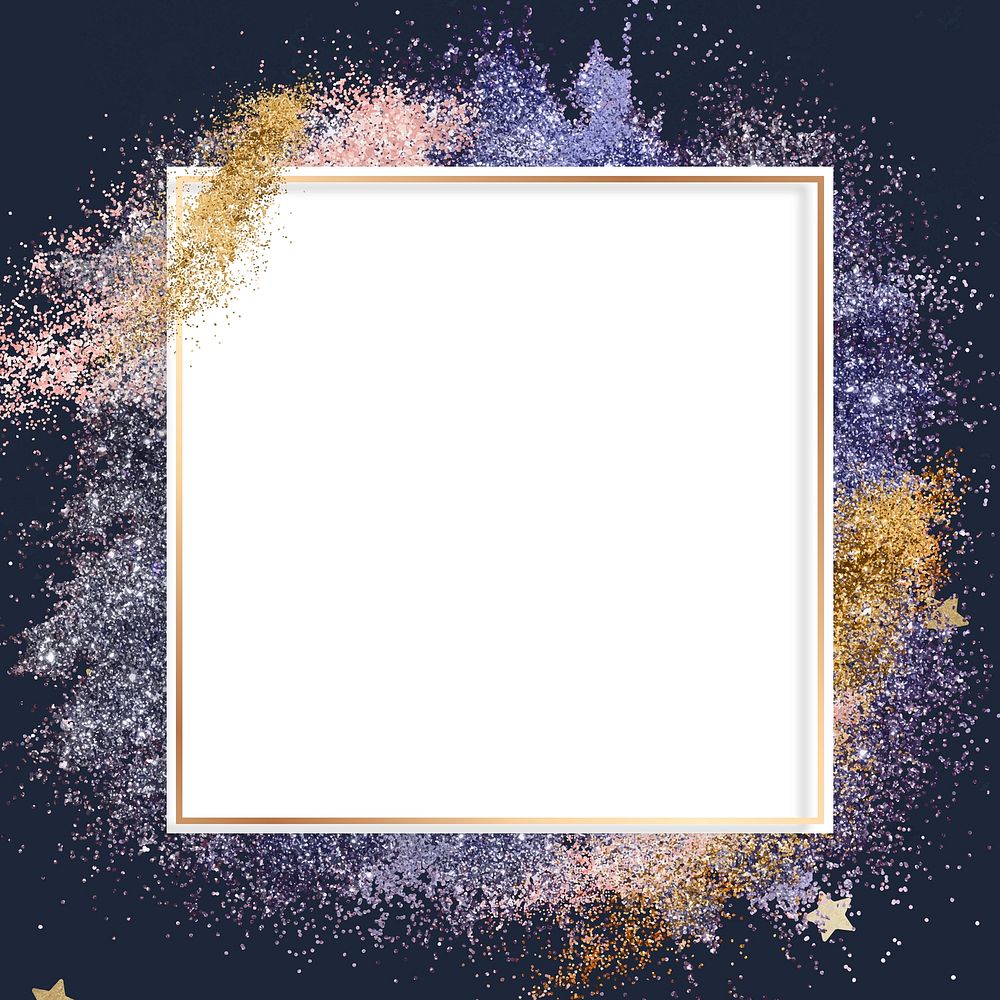 Shiny gold border vector festive glitter frame